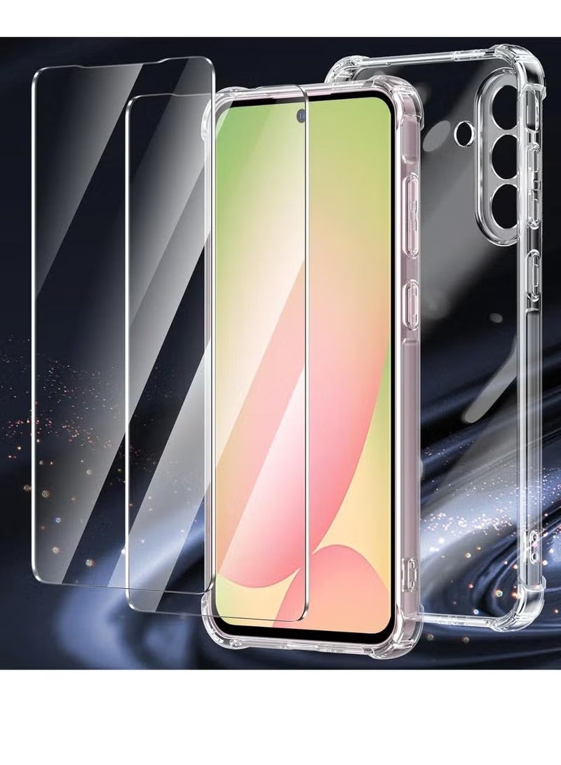TIGER Samsung A56 Shockproof Clear Case with 2Pack Tempered Glass Screen Protector Edge to Edge Full Screen Coverage,Samsung Galaxy A56 5G 2025 Bumper Cover. - Image 2