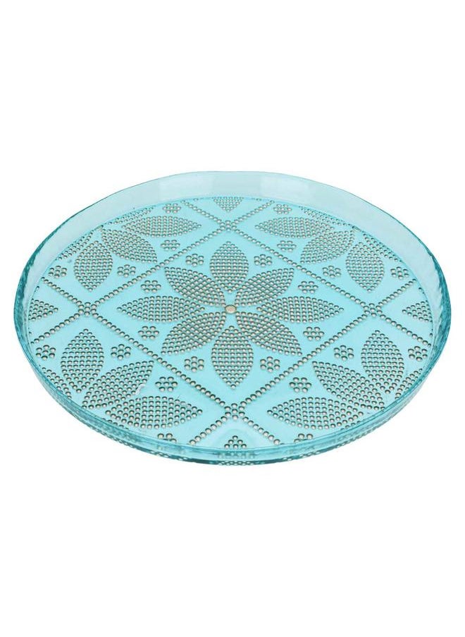 Alsaif Glass Serving Plate 32X32X2.5 Cm Turquoise  - Image 1