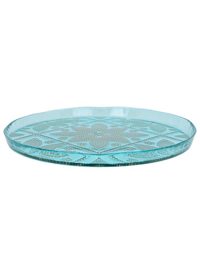 Alsaif Glass Serving Plate 32X32X2.5 Cm Turquoise  - Image 2