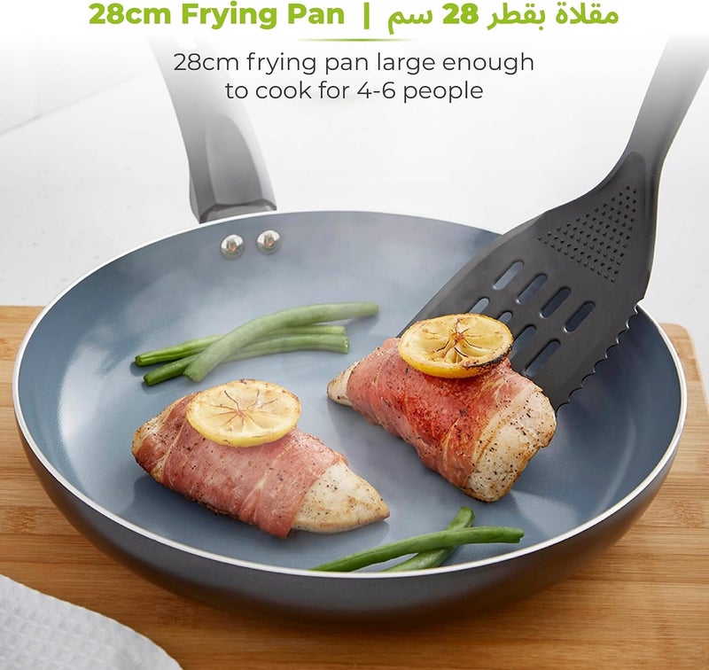 Tower Cerasure 28cm Aluminium Non-Stick Ceramic Frying Pan | Bonded Base | PFAS PFOA PTFE Free Skillet | All Kitchen Stovetop Compatible Fry Pan | Cool-Touch Handle | Dishwasher Safe | Graphite Grey - Image 3