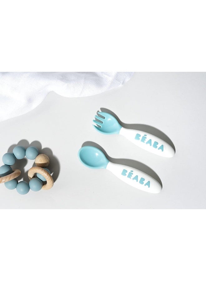BEABA Béaba New Toddler Self Feeding Cutlery, Toddler Cutlery, Toddler Utensils, Baby Spoons and Baby Forks for Self Feeding, Baby Essentials, 10 Pack, (Breeze) - Image 5