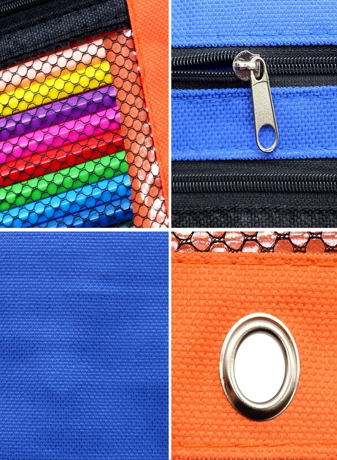 Cinvo Pencil Pouch 3 Ring Binder Pouch Zippered Pencil Case Canvas Pencil Bag with 2 Compartments (Set of 2, Blue and Orange) - Image 3