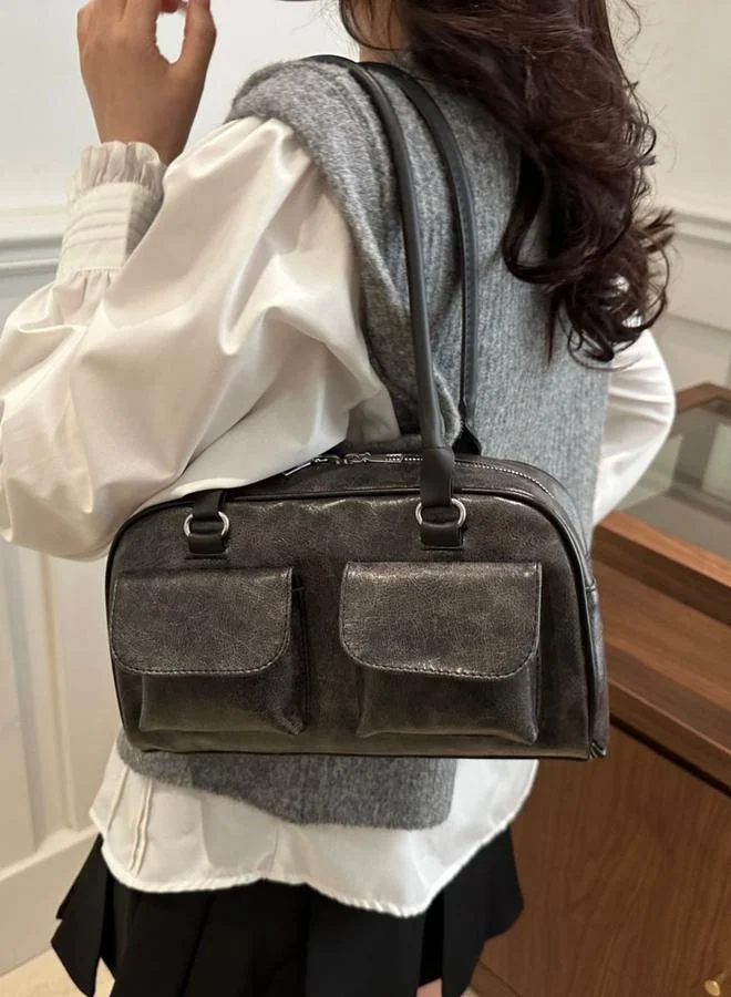 Take Two Coffee Brown Faux Leather Shoulder Bag