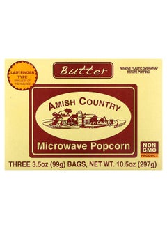 Amish Country Popcorn Amish Country Popcorn, Microwave Popcorn, Butter, 3 Bags, 3.5 oz (99 g) Each  - Image 1