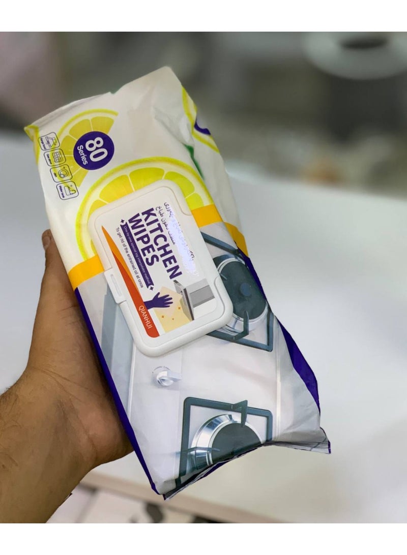 For the convenience of the homemaker Wet wipes with an effective grease-removing and cleaning ingredient Pack of 80 wipes with a resealable lid - Image 3