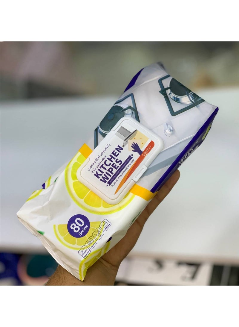 For the convenience of the homemaker Wet wipes with an effective grease-removing and cleaning ingredient Pack of 80 wipes with a resealable lid - Image 2