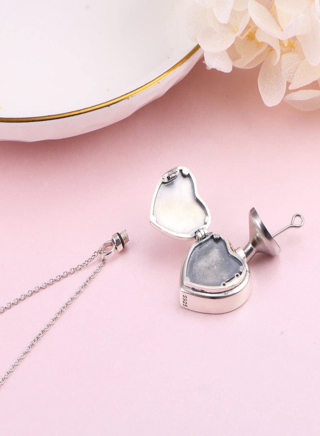 Yearace Ashes Locket that Hold Pictures Sterling Silver Urn Necklace for Ashes Always in My Heart Engraved Dainty Filigree Flower Heart Locket Pendant Necklace Memorial Keepsake Cremation Jewelry - Image 3