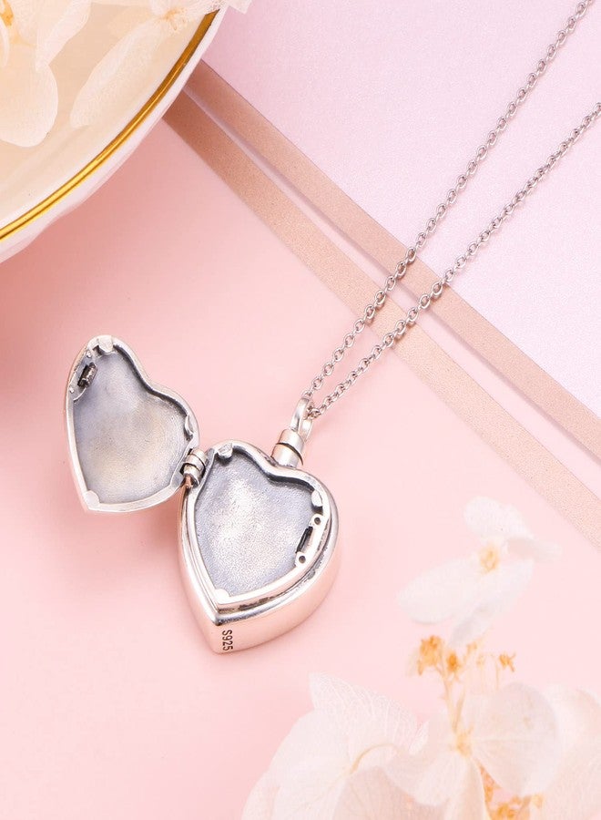 Yearace Ashes Locket that Hold Pictures Sterling Silver Urn Necklace for Ashes Always in My Heart Engraved Dainty Filigree Flower Heart Locket Pendant Necklace Memorial Keepsake Cremation Jewelry - Image 4