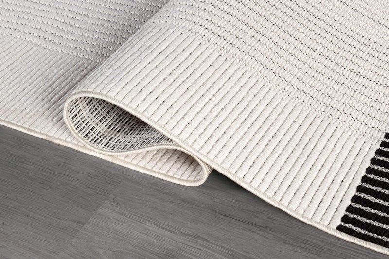 Luul Home Modern Micro Loop Indoor Area Rugs for Living Room Bedroom Kitchen Geometric Striped Black-White 5x7 Luxury Durable Low and High Pile Non-Shedding Stain Resistant Soft Area Carpet 5 x 7 - Image 5