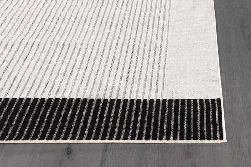 Luul Home Modern Micro Loop Indoor Area Rugs for Living Room Bedroom Kitchen Geometric Striped Black-White 5x7 Luxury Durable Low and High Pile Non-Shedding Stain Resistant Soft Area Carpet 5 x 7 - Image 3