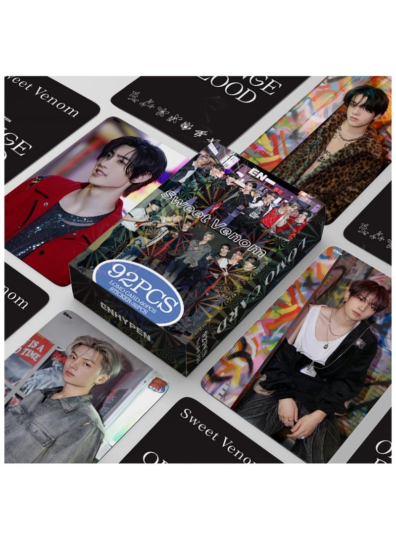 92Pcs ENHYPEN New Album ORANGE BLOOD Single Sweet Venom Lomo Card And Sticker - Image 1