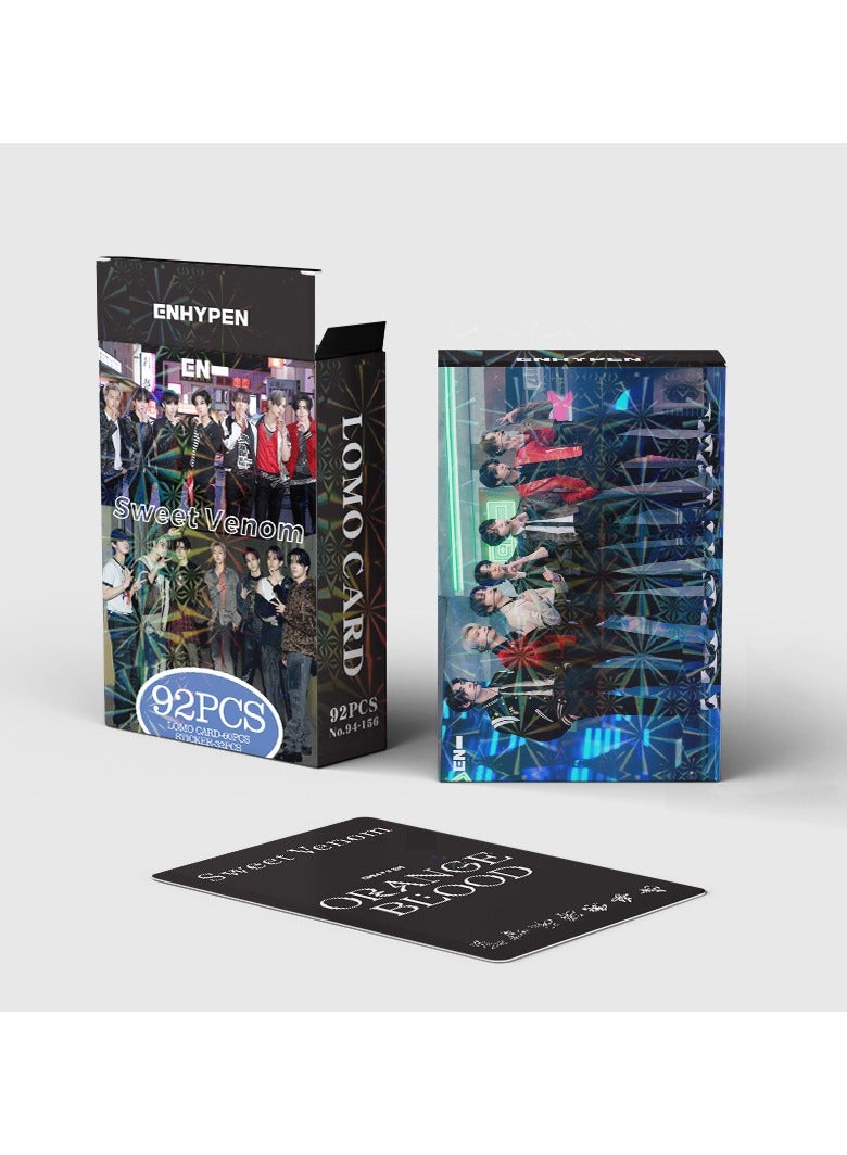92Pcs ENHYPEN New Album ORANGE BLOOD Single Sweet Venom Lomo Card And Sticker - Image 3