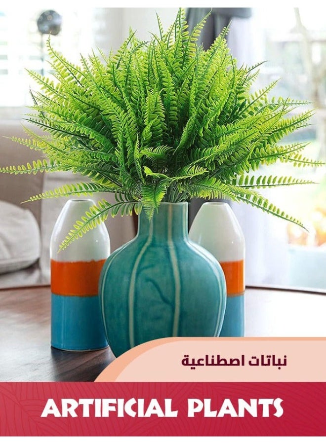 Arabest 20 Bundles Artificial Plants,Outdoor Fake Boston Fern,Faux Plastic Plants Greenery For Garden Patio Planter Pathway Porch - Image 3