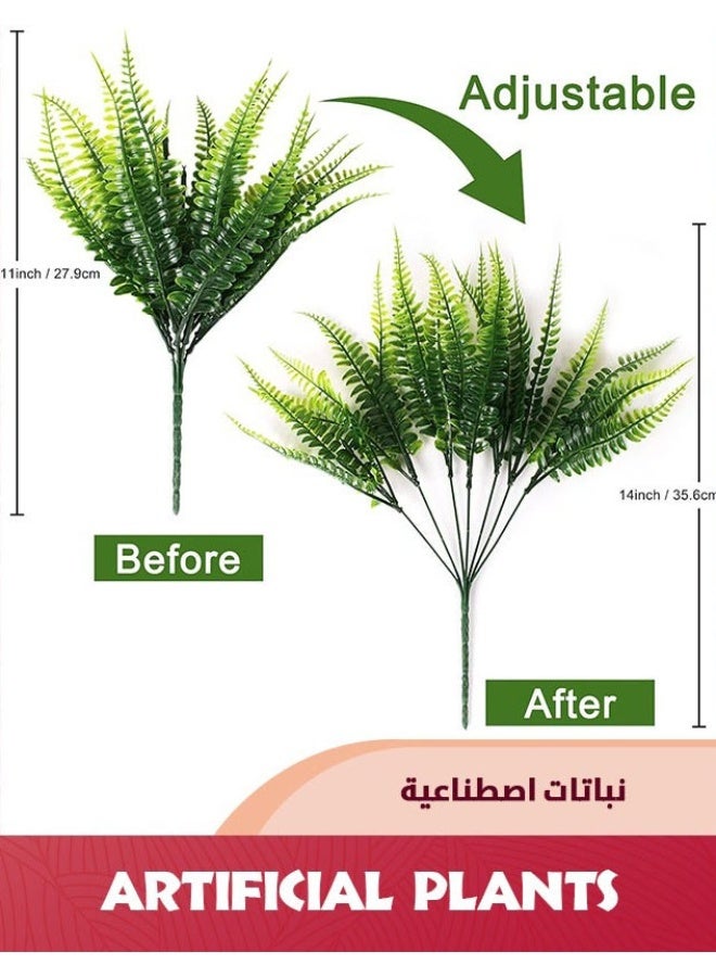 Arabest 20 Bundles Artificial Plants,Outdoor Fake Boston Fern,Faux Plastic Plants Greenery For Garden Patio Planter Pathway Porch - Image 2