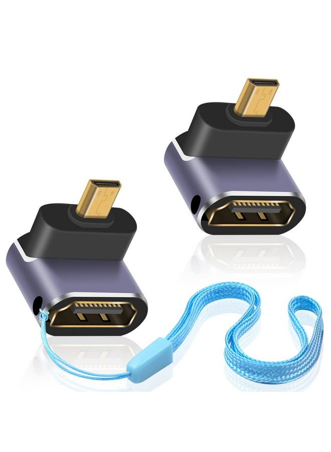 Duttek 8K 90 Degree Micro Hdmi To Hdmi Adapter Down Angle Hdmi Female To Micro Hdmi Male Adapter Micro Hdmi Adapter With Led Light And Perforated Design For Cameras Camcorder Dc (2 Pack) - Image 2