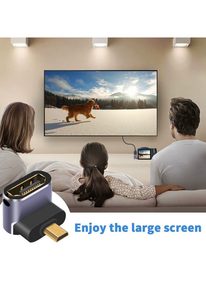 Duttek 8K 90 Degree Micro Hdmi To Hdmi Adapter Down Angle Hdmi Female To Micro Hdmi Male Adapter Micro Hdmi Adapter With Led Light And Perforated Design For Cameras Camcorder Dc (2 Pack) - Image 5