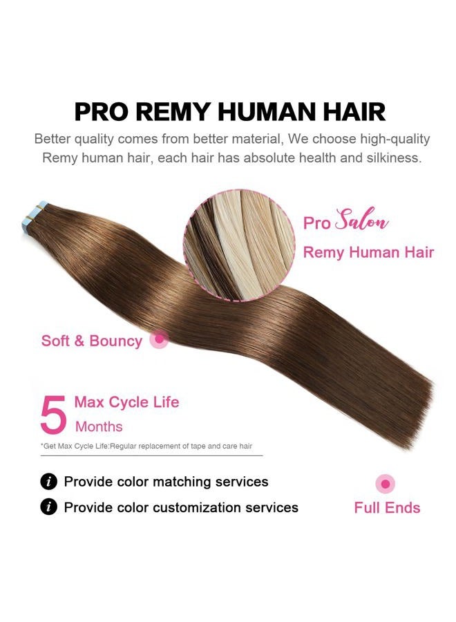 SUYYA Tape in Hair Extensions Human Hair 100% Remy Human Hair 50g/pack 20pcs Straight Seamless Skin Weft Tape in Human Hair Extensions(24 inches #4 Dark Brown) - Image 4