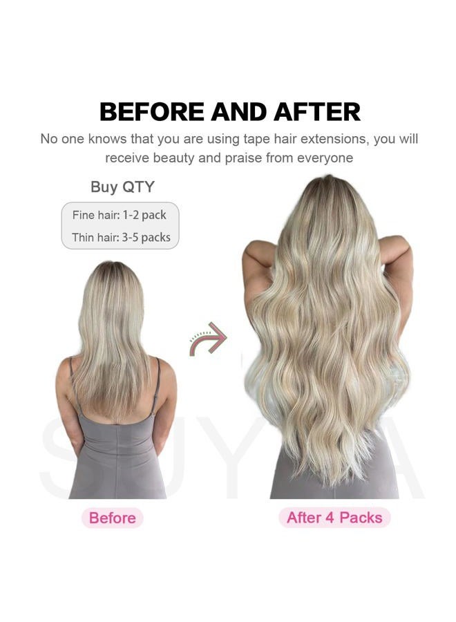 SUYYA Tape in Hair Extensions Human Hair 100% Remy Human Hair 50g/pack 20pcs Straight Seamless Skin Weft Tape in Human Hair Extensions(24 inches #4 Dark Brown) - Image 5