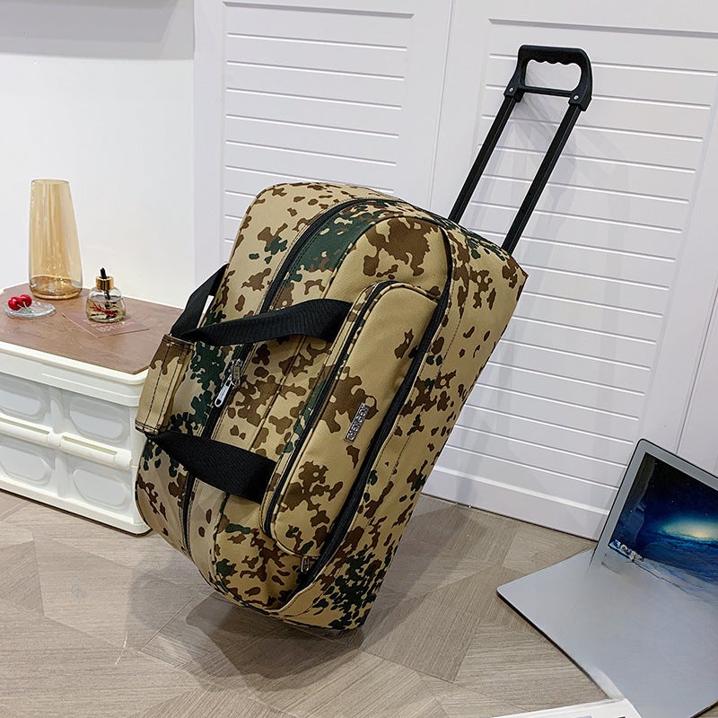 Large Capacity Wheeled Duffel Bag for Travel Color-Khaki Camo 