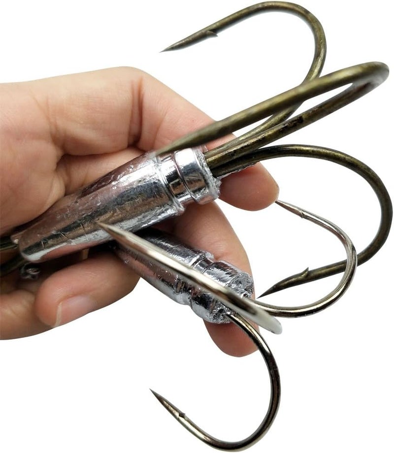 Laxygo Snagging Hooks Snagging Weighted Treble Hooks 2pcs/Pack Fishing Hooks 5 Sizes 0.7oz 1.1oz 1.6oz 2.1oz 2.8oz - Image 1