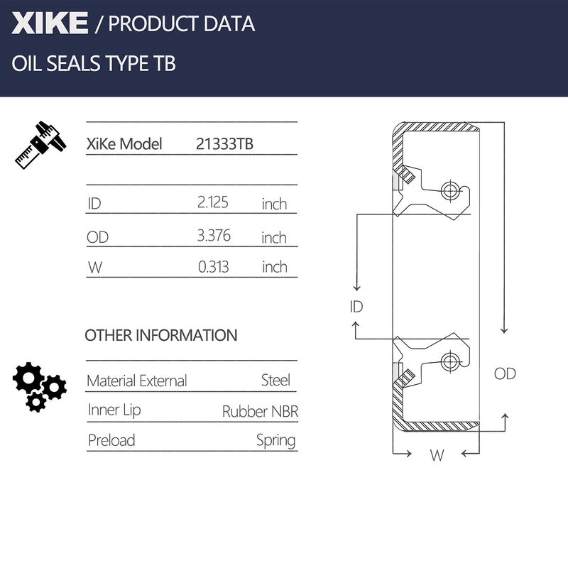 XIKE 2 Pcs 21333TB (10-36) ID 2.125"" x OD 3.376"" Trailer Hub Wheel Grease Seals  Fits 5 200 to 7 000 lbs Axles/Spindles D42. - Image 2