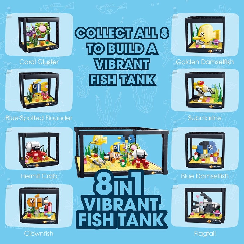 ThinkerPlace 8-in-1 Dream Ocean Fish Tank Clownfish (92 Pieces) | Learn About Marine Life | Building Block Set for Kids Age 6+ | STEM Educational Toy | Build, Collect & Create a Big Fish Tank - Image 4