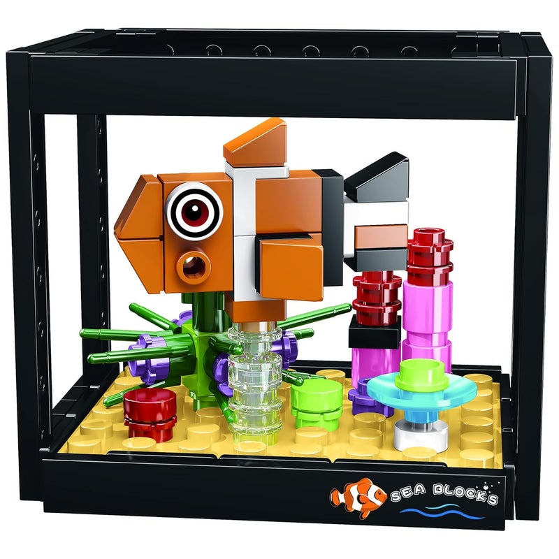 ThinkerPlace 8-in-1 Dream Ocean Fish Tank Clownfish (92 Pieces) | Learn About Marine Life | Building Block Set for Kids Age 6+ | STEM Educational Toy | Build, Collect & Create a Big Fish Tank - Image 1