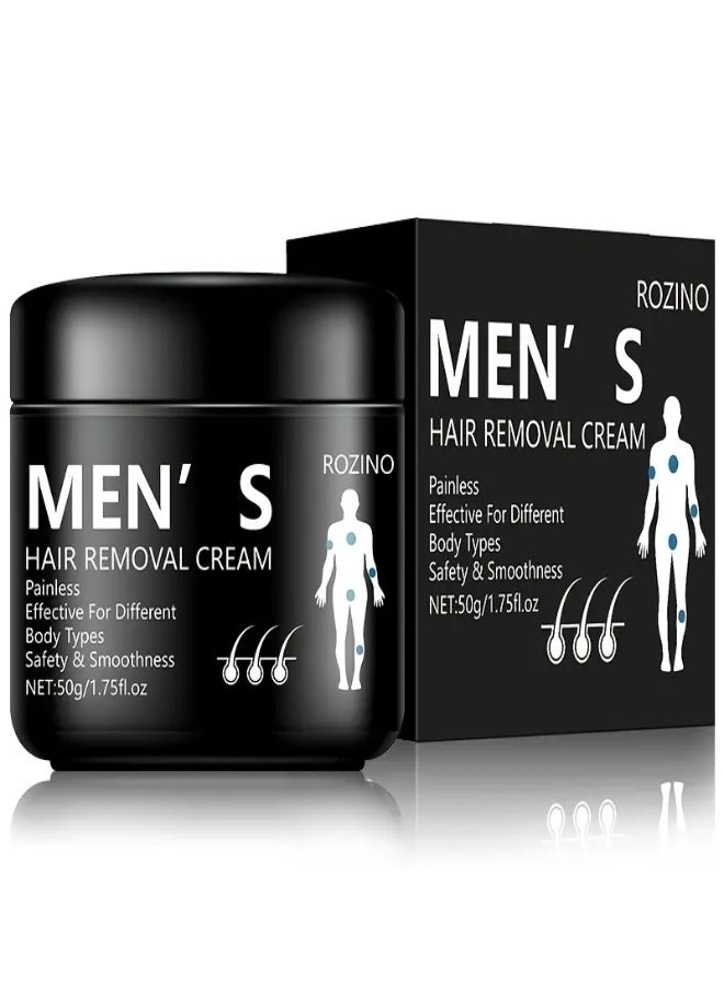 ROZINO Depilatory Cream 50g – Painless, Hypoallergenic, Non-Sticky Hair Removal Cream for Face & Body – Quick & Easy Application - Image 1