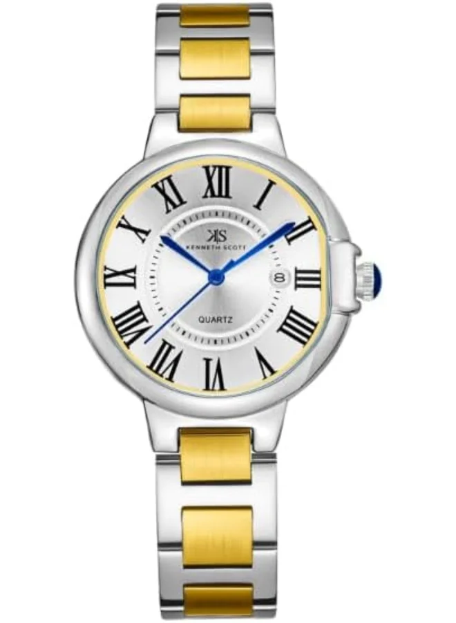 كينيث سكوت Kenneth Scott Women's Watch, Analog Display and Stainless Steel Strap - K23553-TBTW, Gold