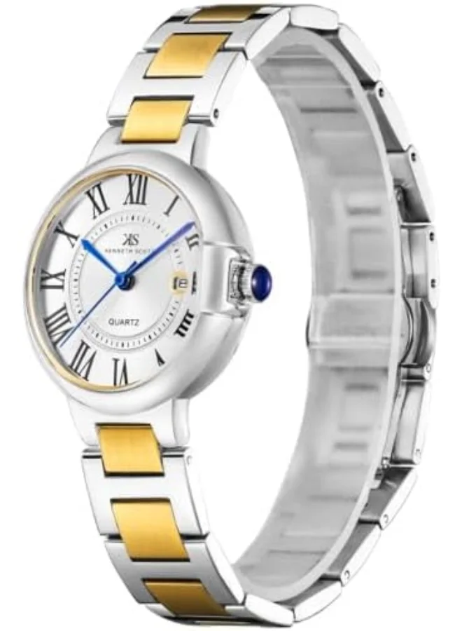 كينيث سكوت Kenneth Scott Women's Watch, Analog Display and Stainless Steel Strap - K23553-TBTW, Gold