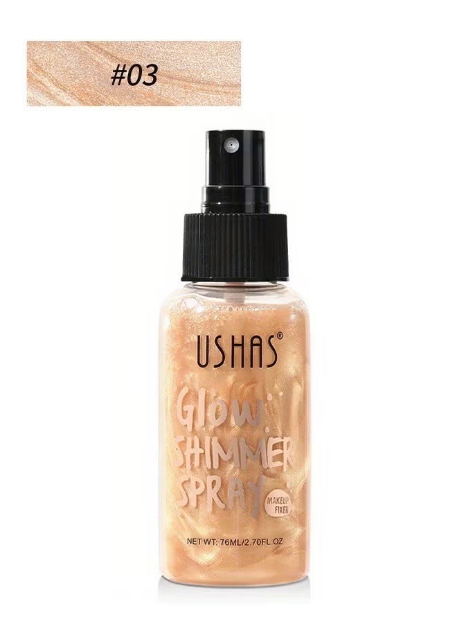 يوشاس Glow Shimmer Spray - Shimmer سائل زيت الجسم سهل الدفع بعيدا عن الرطوبة الطبيعية براقة الوجه الإضاءة Glow Pearl Highlighter Illuminator Shine Contouring المكياج للوجه والجسم # 03 - Image 5