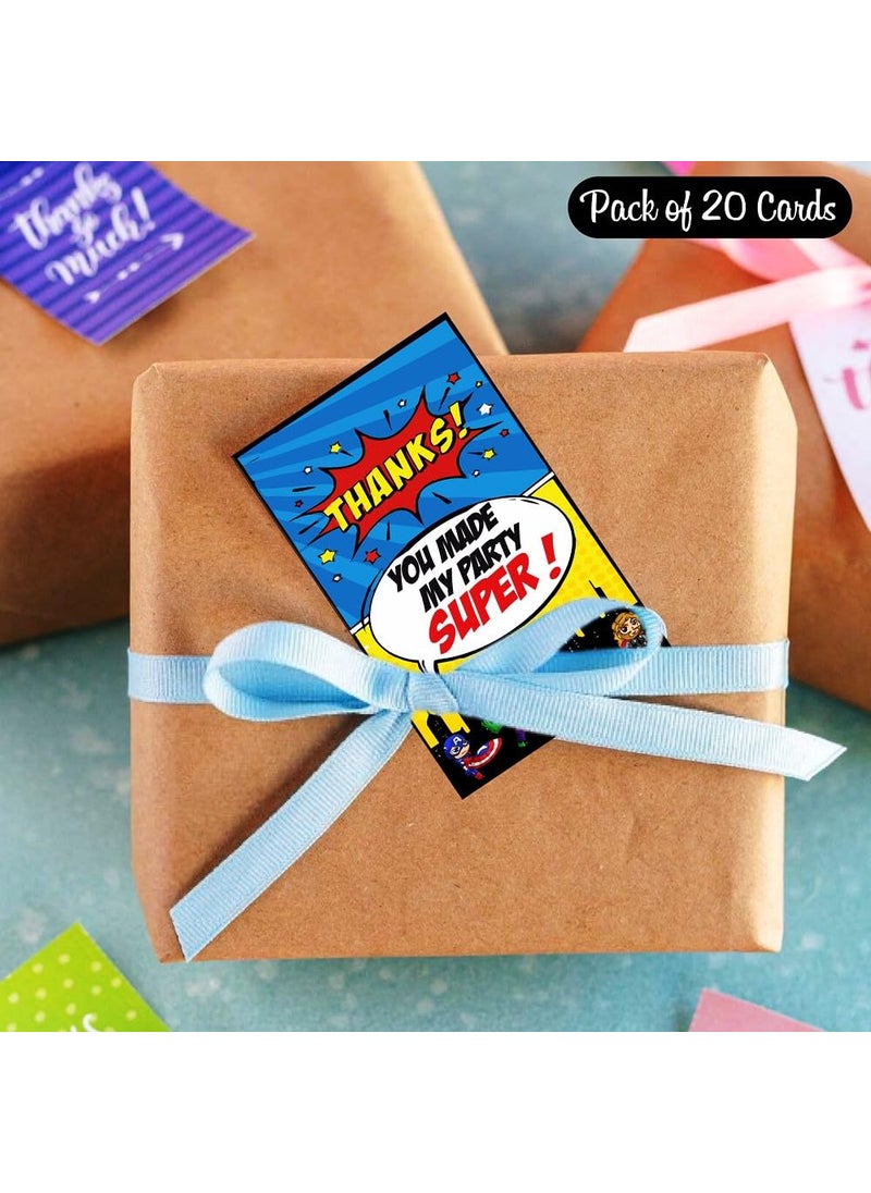 Balloonistics Balloonistics Kids Little Hero Theme Thank You Tags Thank u Cards for Return Gifts (20 Nos Cards and Glue Dots)  - Image 3