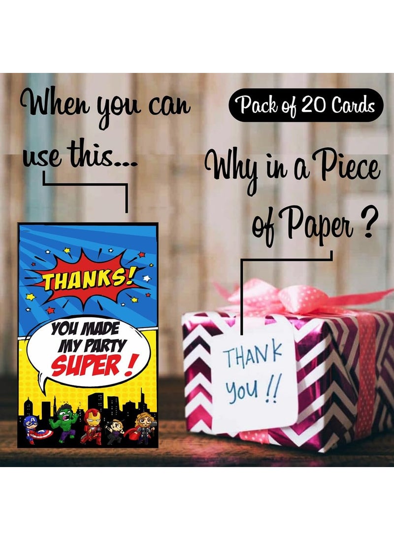 Balloonistics Balloonistics Kids Little Hero Theme Thank You Tags Thank u Cards for Return Gifts (20 Nos Cards and Glue Dots)  - Image 2