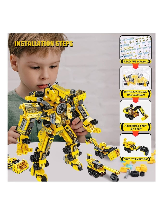 Loquat Robot Building Toys 573 PCS, 25 in 1 Construction Toy Engineering Building Bricks Construction Vehicles Kit, Engineering Robot Transforming Blocks, Best Gift for Kids Age 6 7 8 9 10 11 12 Year Old  - Image 3