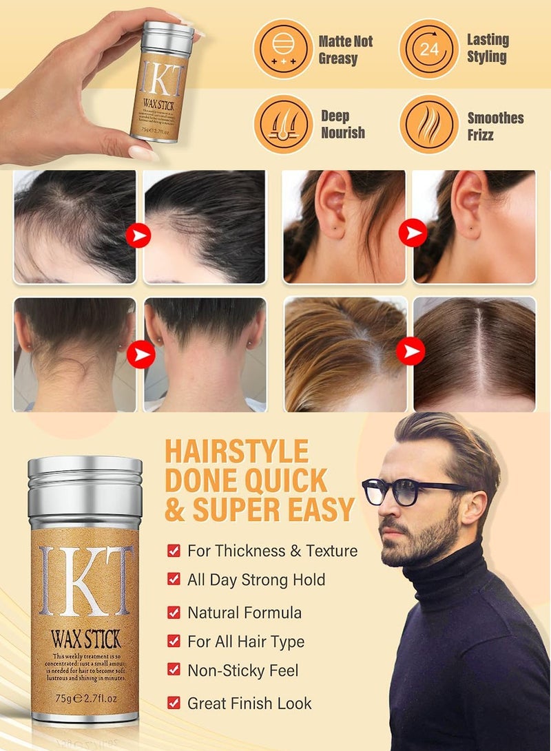 Wax Stick Strong and Long Lasting Hold Non Greasy Styling Wax for Flyaways Edge Frizz Hair Suitable for Unisex - Image 4