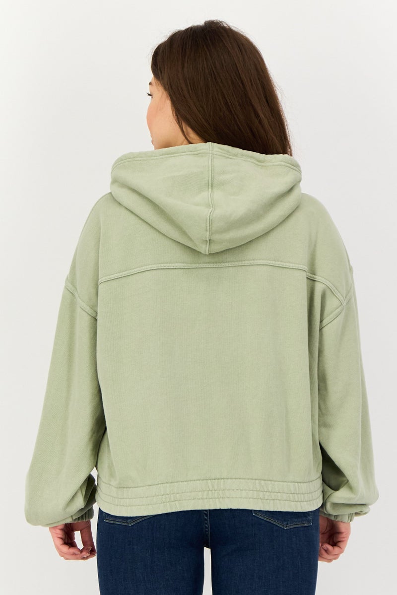 Aerie Women Hooded Plain Long Sleeve Sweatshirt, Sage - Image 2