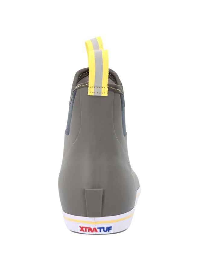 Xtratuf Men's Fishing Rain Watertight Anglers Rubber Chevron Pull Tabs Ankle Deck Boots, Gray/Yellow, 7 - Image 5