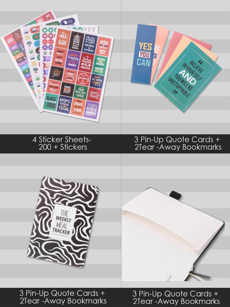 Doodle Undated Productivity Planner Kit | A5 Journal with 288 Pages, 12 Monthly Planners, Meal Planner, 200+ Stickers, Motivational Quote Cards, Tear-Away Bookmarks, Activity Tracker & To-Do Lists - Image 5