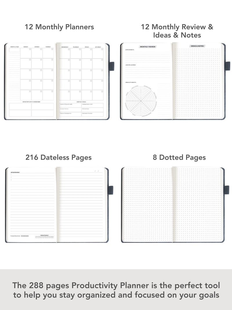 Doodle Undated Productivity Planner Kit | A5 Journal with 288 Pages, 12 Monthly Planners, Meal Planner, 200+ Stickers, Motivational Quote Cards, Tear-Away Bookmarks, Activity Tracker & To-Do Lists - Image 3