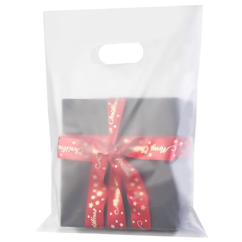 GoClimber 100 Pack Clear Plastic Bags, 9"x12" Merchandise Bags With Die Cut Handles for Retail, Small Business, Boutique Stores, Gifts - Image 1