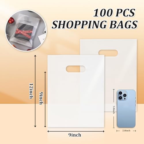 GoClimber 100 Pack Clear Plastic Bags, 9"x12" Merchandise Bags With Die Cut Handles for Retail, Small Business, Boutique Stores, Gifts - Image 2