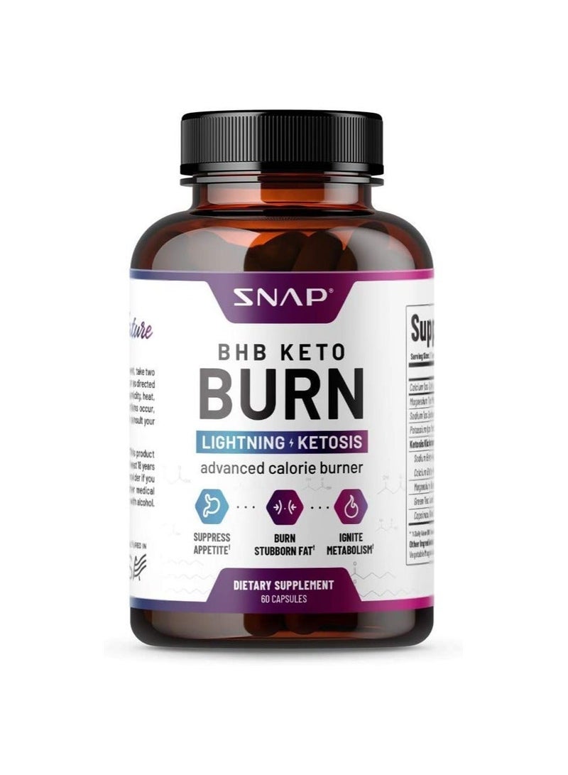 سناب للمكملات الغذائية حارق الكلور المتقدم BHB Keto Burn لفقدان الوزن والتشذيب السريع ، وتحويل الدهون إلى طاقة ، وقمع الشهية ، وتعزيز التمثيل الغذائي ، وحرق الدهون ووقود الكيتوزية للرجال والنساء | 60 كبسولة مكمل غذائي - Image 1