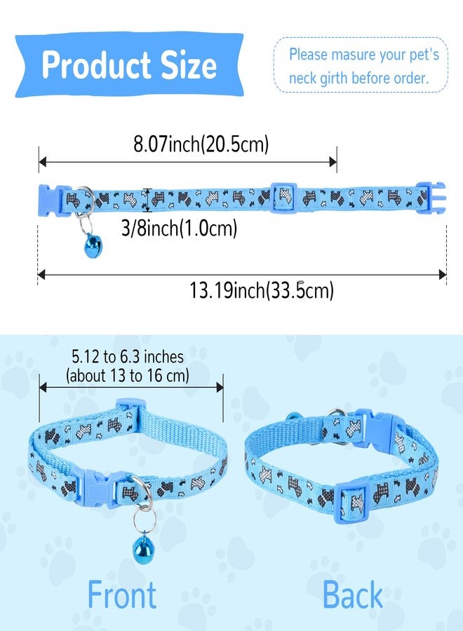 ChengFu XXS Dog Collar Teacup Dog Collar, Printed Dog Collars, Mini Printed Dog Collars, Teacup Dogs Collars for Small Dogs Cats, Blue, 3/8 inch Width - Image 2