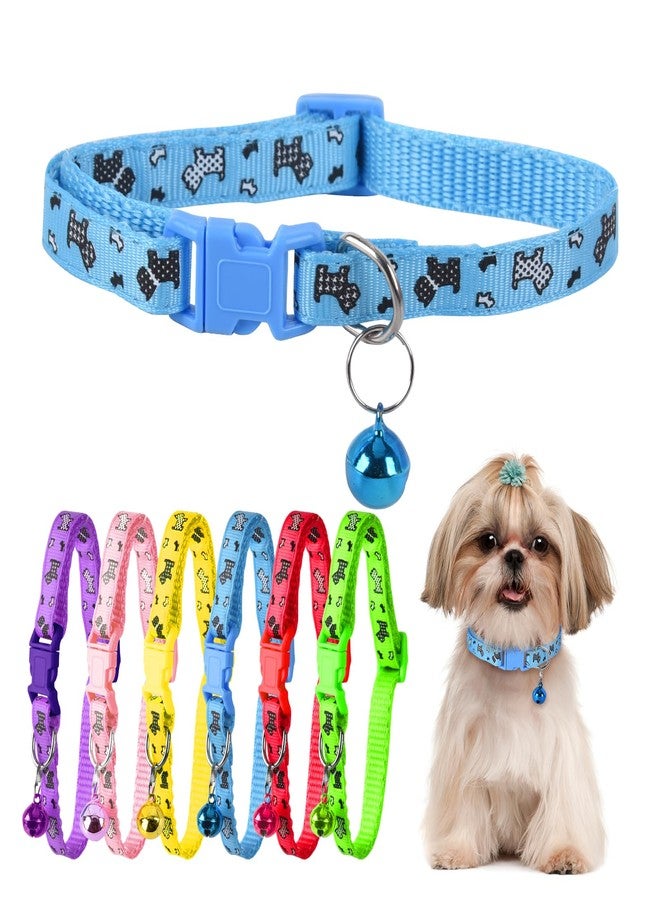 ChengFu XXS Dog Collar Teacup Dog Collar, Printed Dog Collars, Mini Printed Dog Collars, Teacup Dogs Collars for Small Dogs Cats, Blue, 3/8 inch Width - Image 1