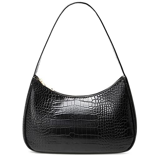 CYHTWSDJ Shoulder Bags for Women, Cute Hobo Tote Handbag Mini Clutch Purse with Zipper Closure (Crocodile&black) - Image 1