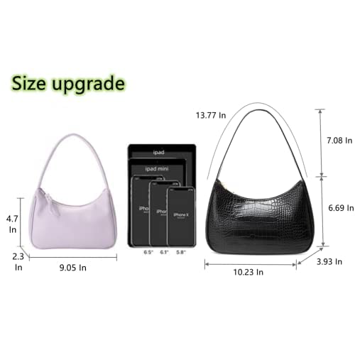 CYHTWSDJ Shoulder Bags for Women, Cute Hobo Tote Handbag Mini Clutch Purse with Zipper Closure (Crocodile&black) - Image 5