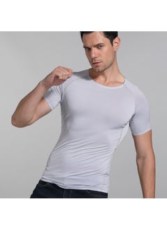 Generic Summer Ice-Silk Seamless T-Shirt for Men Light gray 