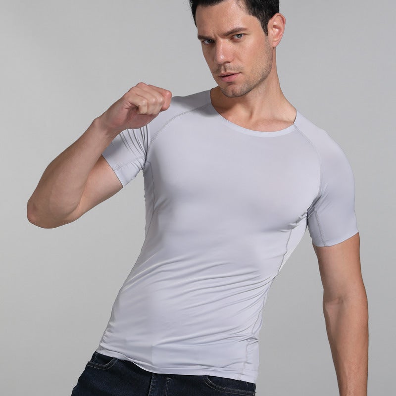 Summer Ice-Silk Seamless T-Shirt for Men Light gray 