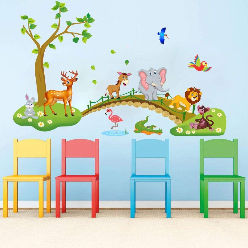 DecorVilla Decor Villa PVC Vinyl Animal Tree 3D Wall Sticker JUST Peel Stick New Modern Art Trendy Wall Stickers for Home Decoration Living RoomOffice Bedroom etc Size 58 CM X 58 CM Multicolor - Image 3