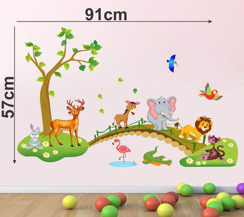 DecorVilla Decor Villa PVC Vinyl Animal Tree 3D Wall Sticker JUST Peel Stick New Modern Art Trendy Wall Stickers for Home Decoration Living RoomOffice Bedroom etc Size 58 CM X 58 CM Multicolor - Image 4